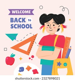 back to school background. back to school season. Vector illustration. poster, banner, flyer. sale banner. stationery background. school season start. school beginning concept. schools accessories.