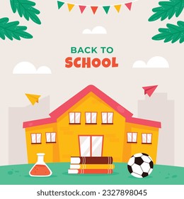 back to school background. back to school season. Vector illustration. poster, banner, flyer. sale banner. stationery background. school season start. school beginning concept. schools accessories.