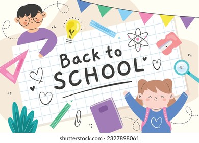 back to school background. back to school season. Vector illustration. poster, banner, flyer. sale banner. stationery background. school season start. school beginning concept. schools accessories.