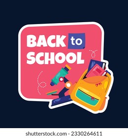 back to school background. back to school season. Vector illustration. sale banner. stationery background. school season start. school beginning concept. schools accessories. Label, Sticker.