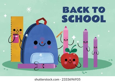back to school background. back to school season. Vector illustration. poster, banner, flyer. sale banner. stationery background. school season start. school beginning concept. schools accessories.