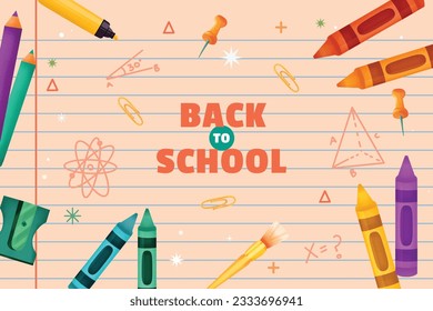 back to school background. back to school season. Vector illustration. poster, banner, flyer. sale banner. stationery background. school season start. school beginning concept. schools accessories.