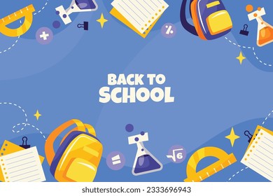 back to school background. back to school season. Vector illustration. poster, banner, flyer. sale banner. stationery background. school season start. school beginning concept. schools accessories.