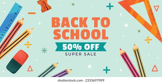 back to school background. back to school season. Vector illustration. poster, banner, flyer. sale banner. stationery background. school season start. school beginning concept. schools accessories.