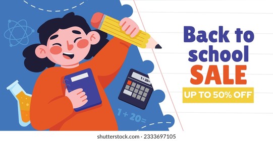 de vuelta a la escuela. de vuelta a la temporada escolar. Ilustración vectorial. afiche, pancarta, volante. banner de venta. fondo de papel. inicio de la temporada escolar. concepto de inicio escolar. accesorios escolares.