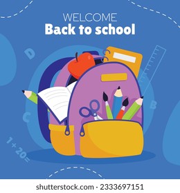 back to school background. back to school season. Vector illustration. poster, banner, flyer. sale banner. stationery background. school season start. school beginning concept. schools accessories.