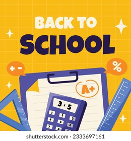 back to school background. back to school season. Vector illustration. poster, banner, flyer. sale banner. stationery background. school season start. school beginning concept. schools accessories.