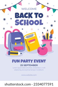 back to school background. back to school season. Vector illustration. poster, banner, flyer. sale banner. stationery background. school season start. school beginning concept. schools accessories.