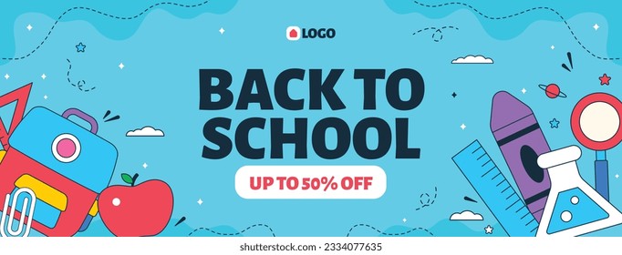 back to school background. back to school season. Vector illustration. poster, banner, flyer. sale banner. stationery background. school season start. school beginning concept. schools accessories.