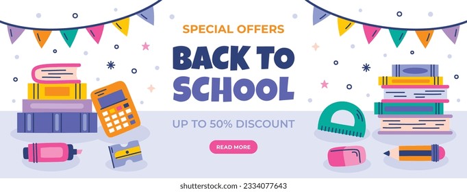 back to school background. back to school season. Vector illustration. poster, banner, flyer. sale banner. stationery background. school season start. school beginning concept. schools accessories.