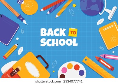 back to school background. back to school season. Vector illustration. poster, banner, flyer. sale banner. stationery background. school season start. school beginning concept. schools accessories.