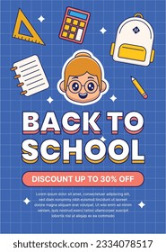 back to school background. back to school season. Vector illustration. poster, banner, flyer. sale banner. stationery background. school season start. school beginning concept. schools accessories.