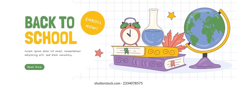 de vuelta a la escuela. de vuelta a la temporada escolar. Ilustración vectorial. afiche, pancarta, volante. banner de venta. fondo de papel. inicio de la temporada escolar. concepto de inicio escolar. accesorios escolares.