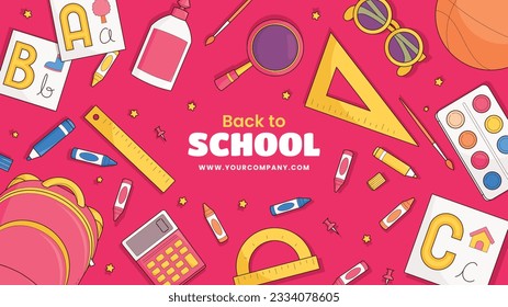 back to school background. back to school season. Vector illustration. poster, banner, flyer. sale banner. stationery background. school season start. school beginning concept. schools accessories.