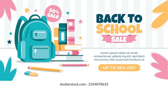 back to school background. back to school season. Vector illustration. poster, banner, flyer. sale banner. stationery background. school season start. school beginning concept. schools accessories.