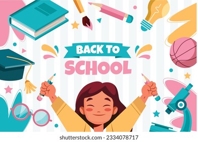 back to school background. back to school season. Vector illustration. poster, banner, flyer. sale banner. stationery background. school season start. school beginning concept. schools accessories.