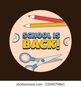 back to school background. back to school season. Vector illustration. sale banner. stationery background. school season start. school beginning concept. schools accessories. Label, Sticker.