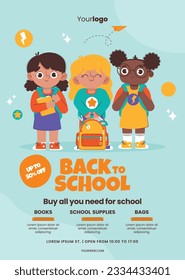 back to school background. back to school season. Vector illustration. poster, banner, flyer. sale banner. stationery background. school season start. school beginning concept. schools accessories.