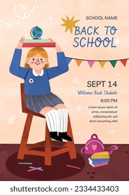 back to school background. back to school season. Vector illustration. poster, banner, flyer. sale banner. stationery background. school season start. school beginning concept. schools accessories.
