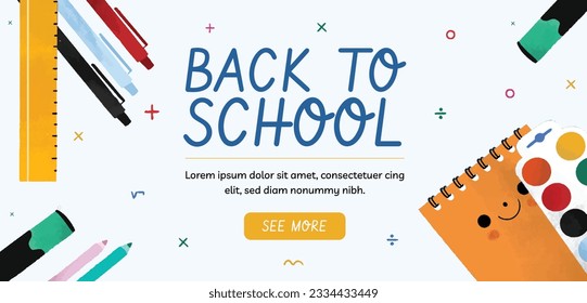 back to school background. back to school season. Vector illustration. poster, banner, flyer. sale banner. stationery background. school season start. school beginning concept. schools accessories.