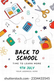 back to school background. back to school season. Vector illustration. poster, banner, flyer. sale banner. stationery background. school season start. school beginning concept. schools accessories.