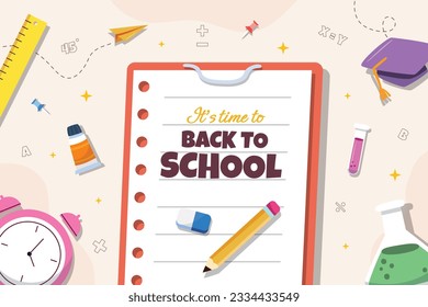 back to school background. back to school season. Vector illustration. poster, banner, flyer. sale banner. stationery background. school season start. school beginning concept. schools accessories.