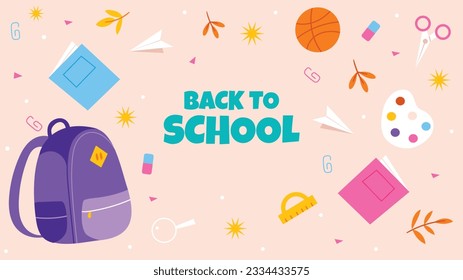 back to school background. back to school season. Vector illustration. poster, banner, flyer. sale banner. stationery background. school season start. school beginning concept. schools accessories.