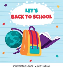 back to school background. back to school season. Vector illustration. poster, banner, flyer. sale banner. stationery background. school season start. school beginning concept. schools accessories.