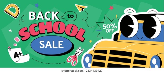 back to school background. back to school season. Vector illustration. poster, banner, flyer. sale banner. stationery background. school season start. school beginning concept. schools accessories.