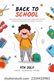 back to school background. back to school season. Vector illustration. poster, banner, flyer. sale banner. stationery background. school season start. school beginning concept. schools accessories.