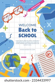 back to school background. back to school season. Vector illustration. poster, banner, flyer. sale banner. stationery background. school season start. school beginning concept. schools accessories.