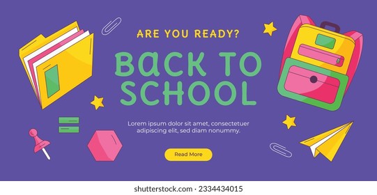 back to school background. back to school season. Vector illustration. poster, banner, flyer. sale banner. stationery background. school season start. school beginning concept. schools accessories.