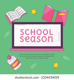 back to school background. back to school season. Vector illustration. poster, banner, flyer. sale banner. stationery background. school season start. school beginning concept. schools accessories.