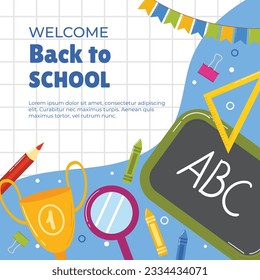 back to school background. back to school season. Vector illustration. poster, banner, flyer. sale banner. stationery background. school season start. school beginning concept. schools accessories.
