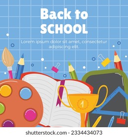 back to school background. back to school season. Vector illustration. poster, banner, flyer. sale banner. stationery background. school season start. school beginning concept. schools accessories.