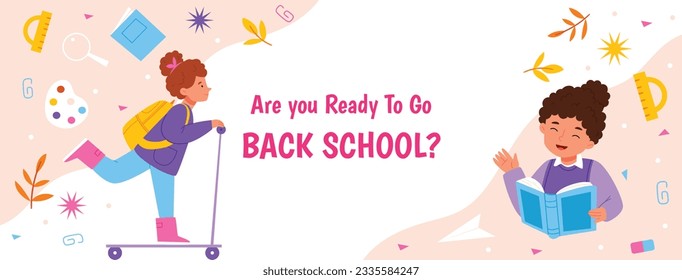 back to school background. back to school season. Vector illustration. poster, banner, flyer. sale banner. stationery background. school season start. school beginning concept. schools accessories.