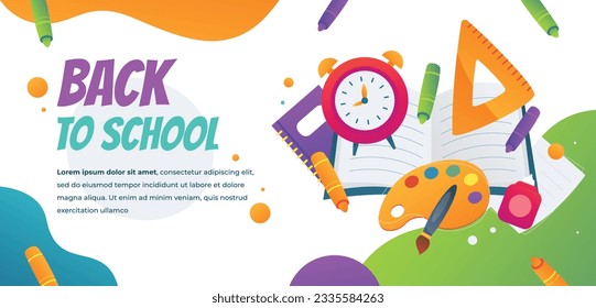 back to school background. back to school season. Vector illustration. poster, banner, flyer. sale banner. stationery background. school season start. school beginning concept. schools accessories.