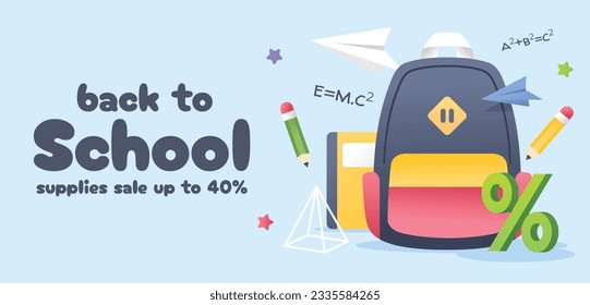 back to school background. back to school season. Vector illustration. poster, banner, flyer. sale banner. stationery background. school season start. school beginning concept. schools accessories.