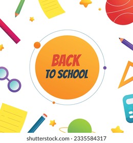 de vuelta a la escuela. de vuelta a la temporada escolar. Ilustración vectorial. afiche, pancarta, volante. banner de venta. fondo de papel. inicio de la temporada escolar. concepto de inicio escolar. accesorios escolares.