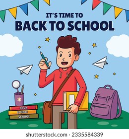 back to school background. back to school season. Vector illustration. poster, banner, flyer. sale banner. stationery background. school season start. school beginning concept. schools accessories.