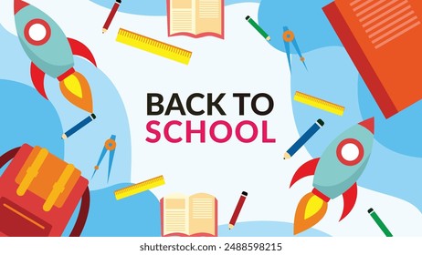 de vuelta a la escuela. de vuelta a la temporada escolar. Ilustración vectorial. póster, Anuncio, volante. venta Anuncio. fondo de papelería. inicio de la temporada escolar. concepto de inicio escolar. accesorios escolares.
