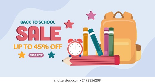 back to school background. back to school season. Vector illustration. poster, banner, flyer. sale banner. stationery background