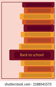 Back to School background with set of books. Education vector banner in autumn colors