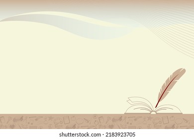 Back To School Background with Silhouette of books, feathers, school tool doodle and Copy Space Area. Suitable to place on content with that theme.