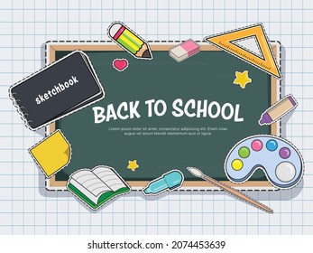 Back to school background with stationery.