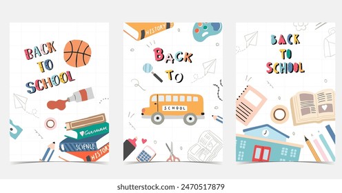 back to school background with stationery for a4 vertical design