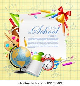 Back to school background with stationery and place for text. Vector illustration. Check my portfolio for raster version.