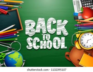 Back to school background with stationery and school supplies