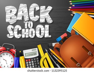 Back to school background with stationery and school supplies