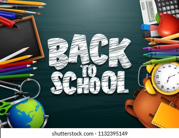 Back to school background with stationery and school supplies